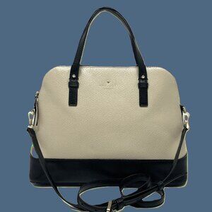 KATE SPADE Handbag Satchel Black White Pebbled Leather 2 Way Carry *EUC* CLASSY!